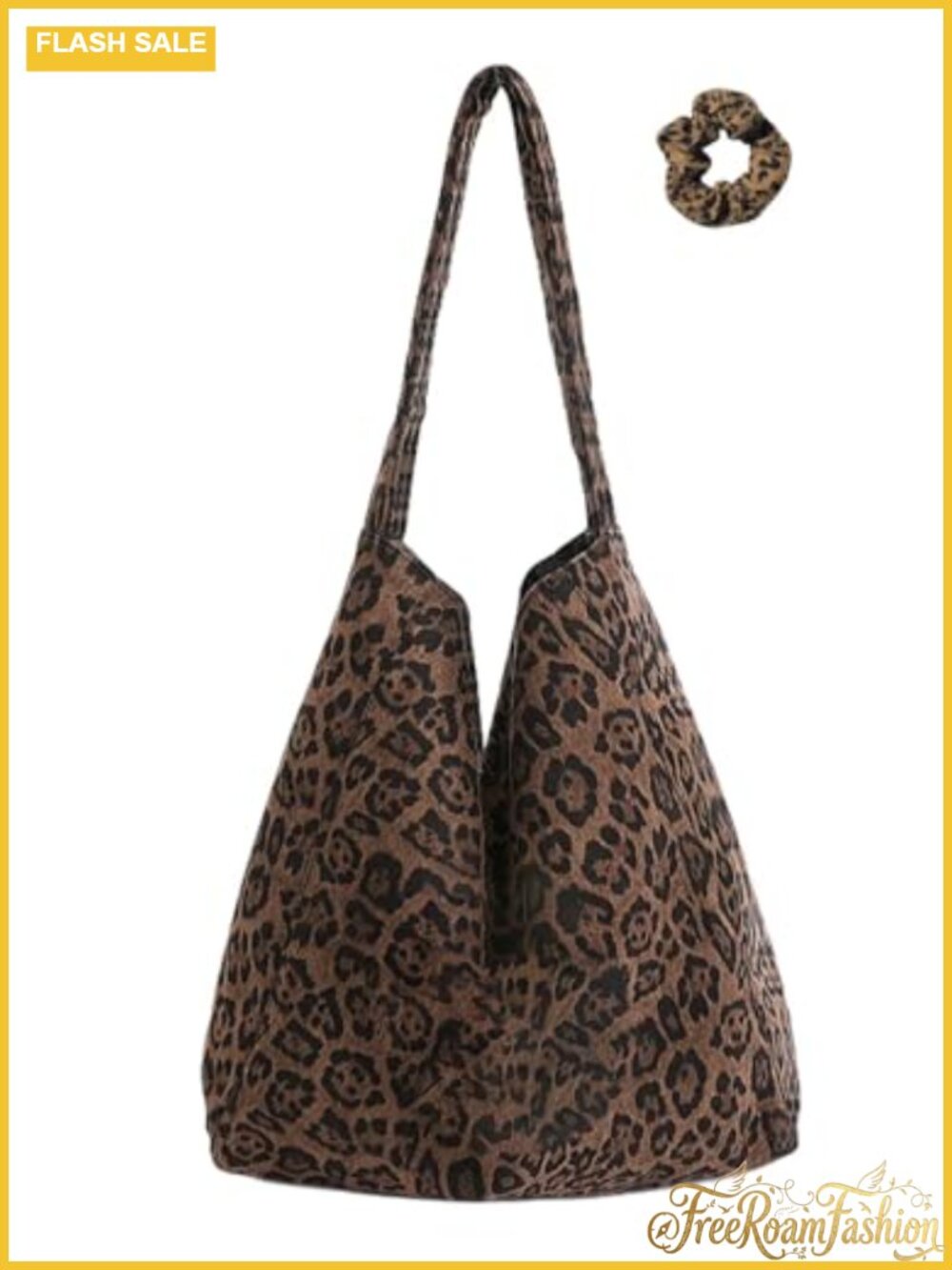Hobo Tote Bag Faux Suede Leopard Print Large Shoulder Handbag
